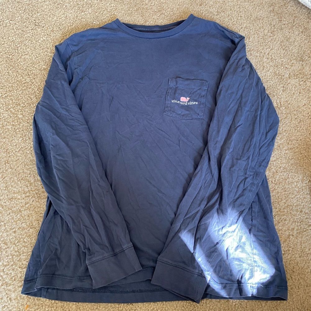 Mens Unisex Navy Blue Vineyard Vines Long Sleeve Tshirt